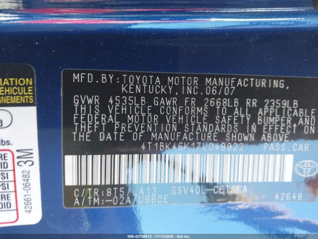 Toyota Camry Xle V6 Image 8